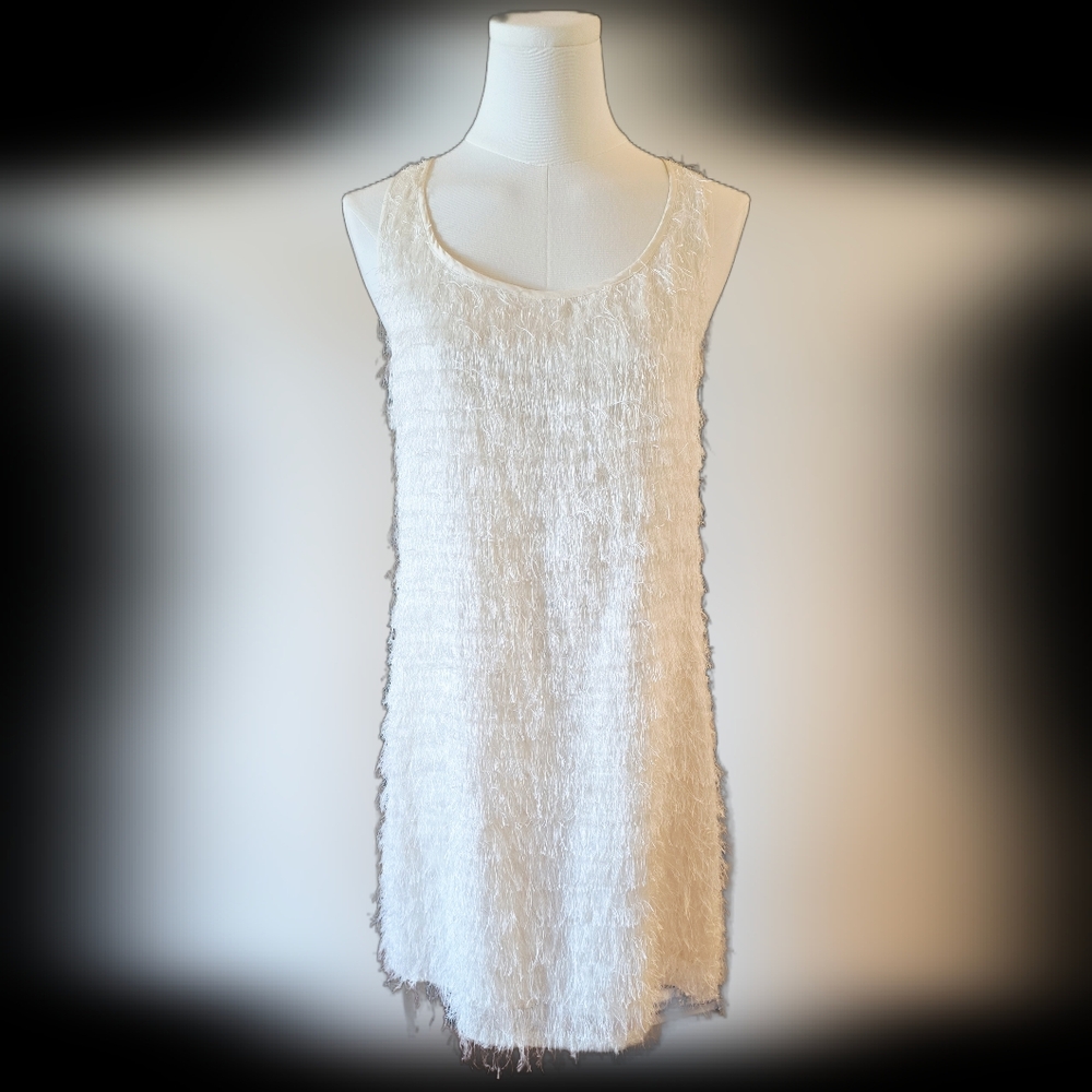 Haute Hippie Cream Mini Fringe Dress